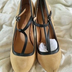 Taupe size 7. ? 3" heal approx.